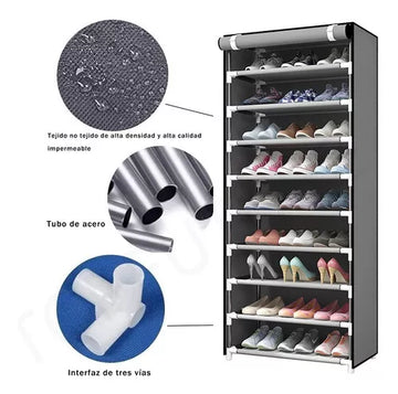Zapatera Closet De 9 Niveles Armable Color Gris