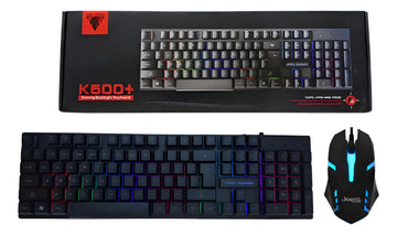 Combo Teclado Y Mouse Alambrico Retroiluminado Rgb Negro