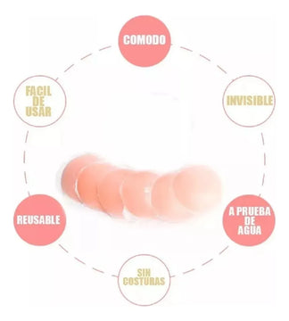 Cubre Pezón Silicona Ahdesivo Pezonera Rosa Pálido Unica