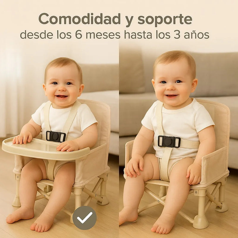 Silla Plegable Para Bebe Portatil Con Bandeja - Comedor Silla Bebe Beige
