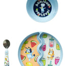 Bluey Juego X3 Piezas, Hora De Comer Con Plato De Succión Celeste Bluey 3-piece