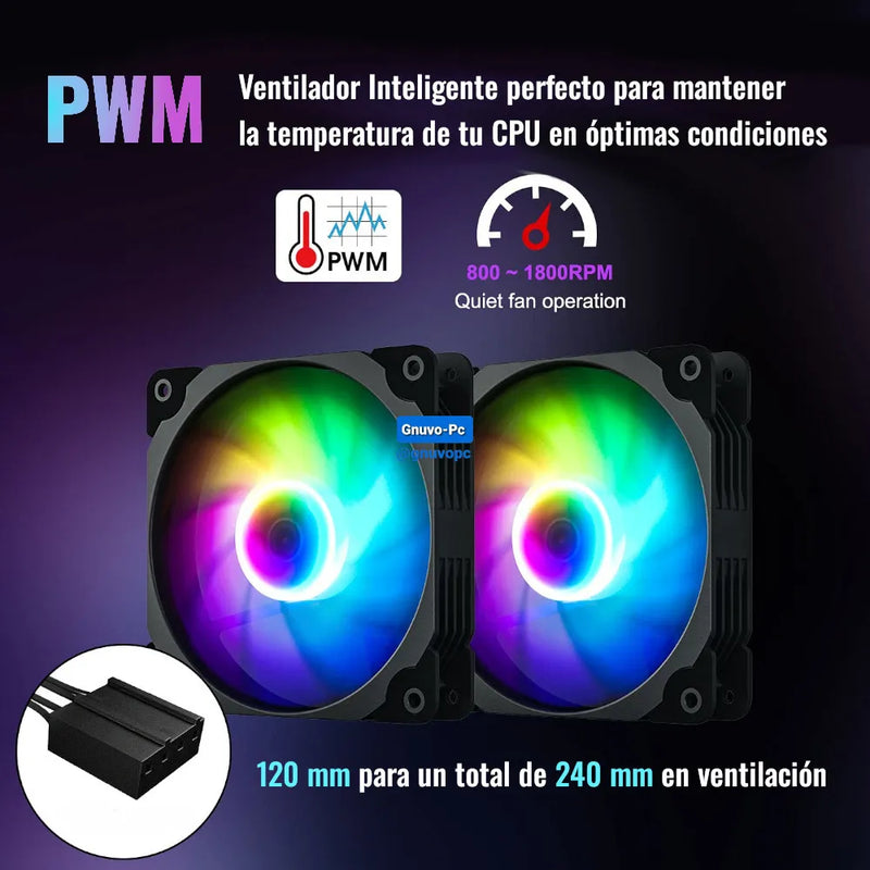 Enfriamiento Liquido Cooler Pc 240 Argb Lga 1700 Am5 1200