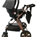 Coche de paseo Happy Baby Alizze travel system gris con chasis color dorado