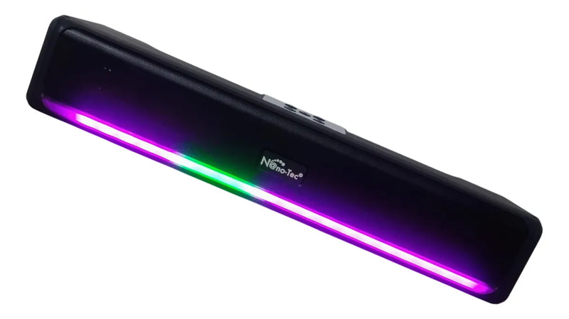 Barra Sonido Rgb Bluetooth Recargable Radio Fm Puerto Usb Tf