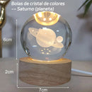 3d Lampara De Noche Led Galaxia Bola Cristal, Sistema Solar,luz Nocturna Colorida Led 3d Galaxia Bola De Cristal,base De Madera Regulable Modelo De Planeta De Amigos Y Amantes Navideños Para Niños