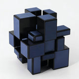 Cubo Rubik 3x3 Mirror Qiyi Espejo Azul Acero Cuerpo Negro 5.6cm
