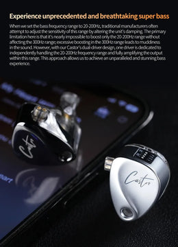 Auriculares KZ castor standard Monitores In-ear con Switch de 4 Controladores Plateado con Micrófono