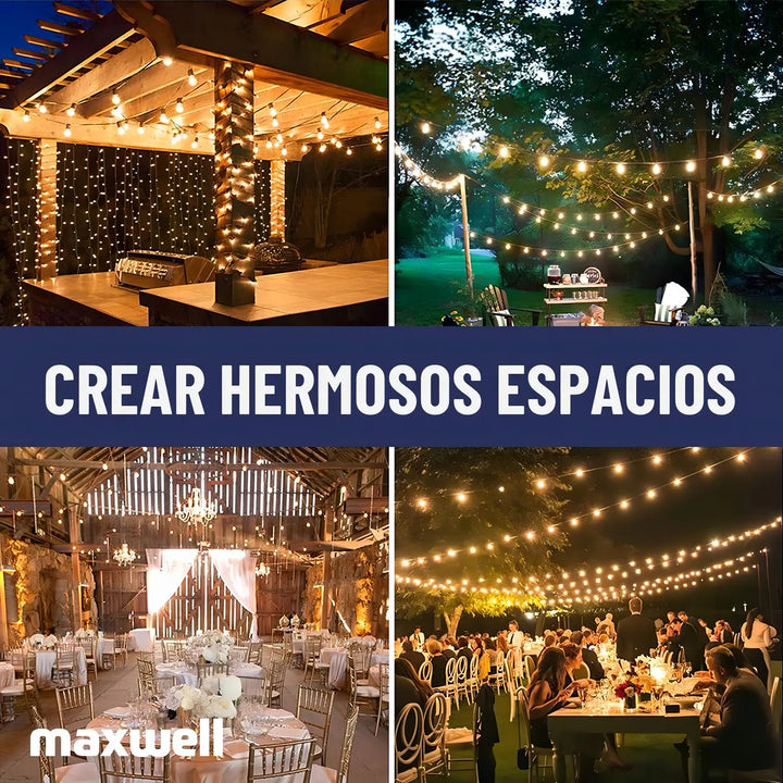 Guirnalda Luces Solar 7,5mt Exterior Maxwell STRING SOLAR + 10 Ampolletas