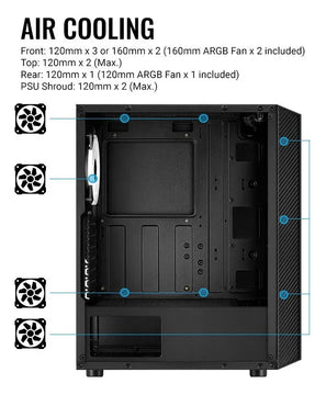 Chasis Gamer Aerocool Hive Rgb Vidrio 3 Fans Argb Negro