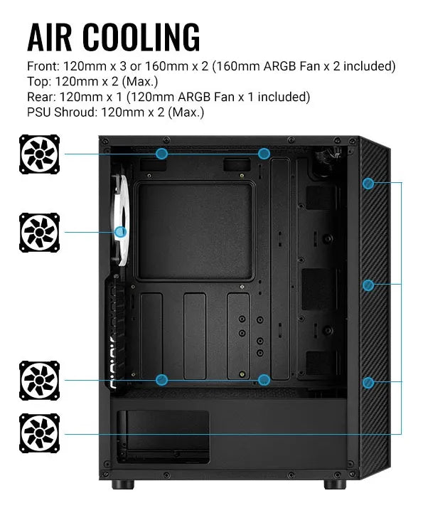Chasis Gamer Aerocool Hive Rgb Vidrio 3 Fans Argb Negro