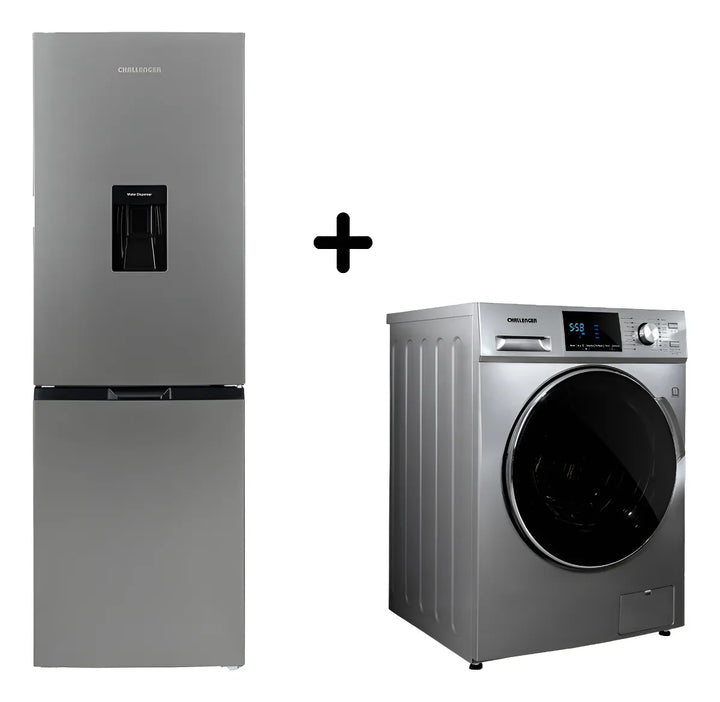 Nevera No Frost 325 Litros + Lavadora/secadora Inventer 14kg Gris