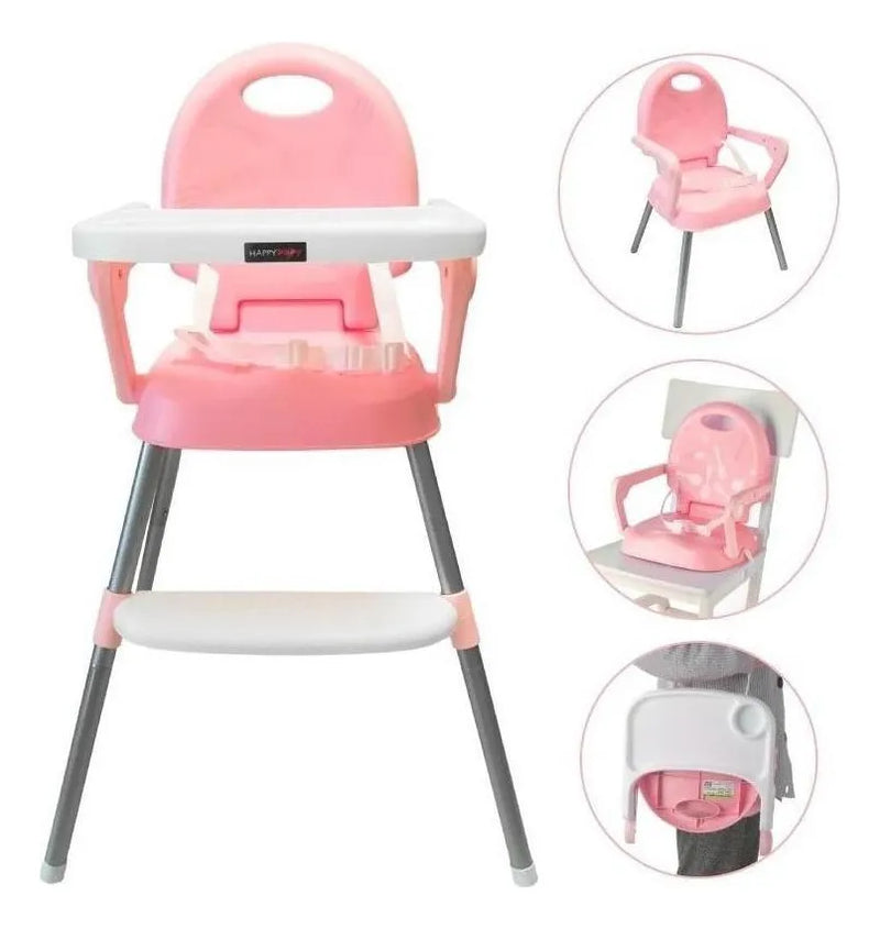 Silla Comedor Bebe 3en1 Happy Baby Azul Cp7000 Color Rosa
