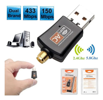 Receptor Wifi 600mbs Doble Banda Tarjeta Usb Dual 2.4-5 Ghz