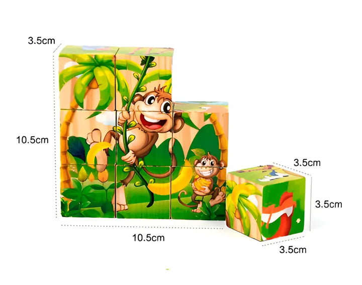 Rompecabezas 3D Madera Otra Marca 6 Caras Dibujos Animados 9 Piezas