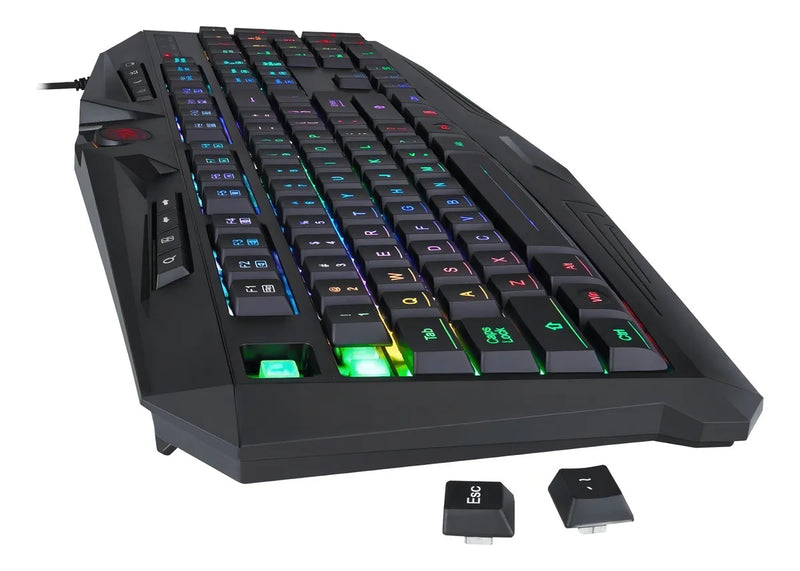 Kit de teclado y mouse gamer Redragon S101-BA Español de color negro