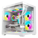 Gabinete Chasis Para Pc Gamer Pecera Argb Blanco + 5 Cooler