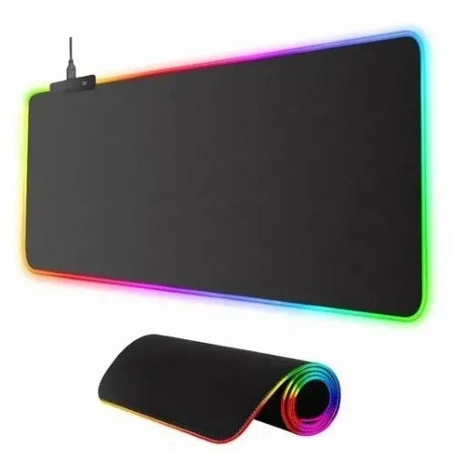 Rgb Alfombrilla De Ratón Iluminada Led Colorido Para Juegos Negro