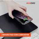 Mouse Pad Con Cargador Inalambrico Inductiva Para Celular Elegante Cuero Color Negro