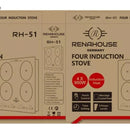 Estufa De Induccion 4 Puestos Empotrable + Bateria 15 Piezas Negro/plateado