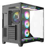 Gabinete Gamer Iceberg Crystal Wave L 7 Ventiladores Argb Color Negro