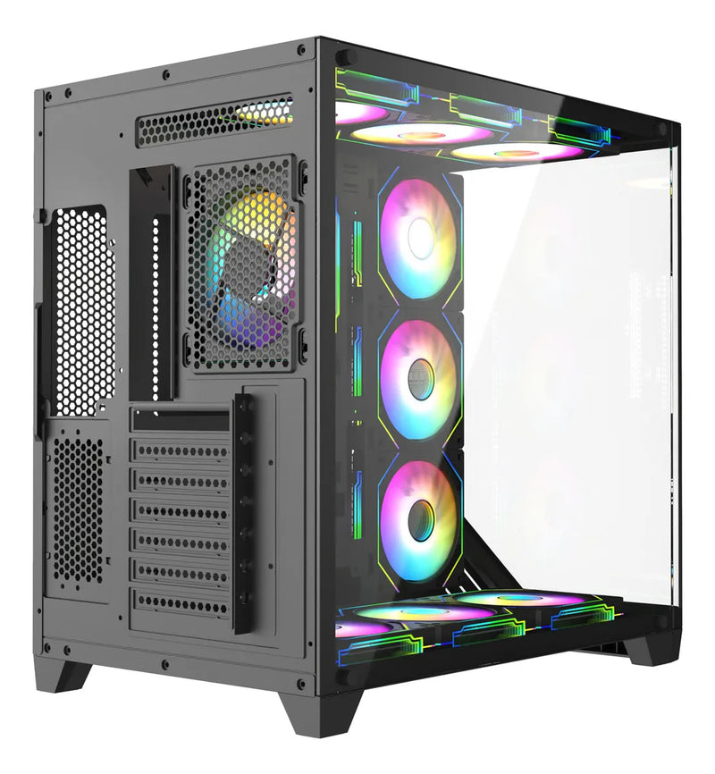 Gabinete Gamer Iceberg Crystal Wave L 7 Ventiladores Argb Negro