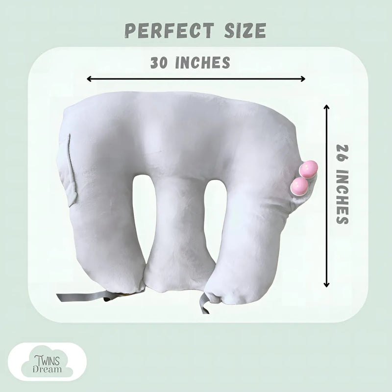 Almohada De Lactancia Para Gemelos 3 En 1 Gris Gemelar