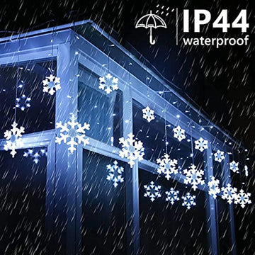 Luces De Copos De Nieve Navideños, 264 Led 17 22ft Con 22 Go