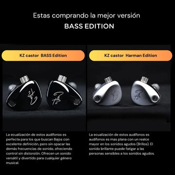 Audífonos Kz Castor Bass Edition Microfono In Ear 4 Driver Negro