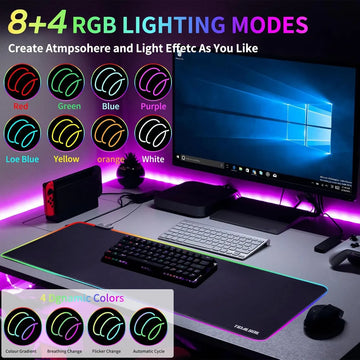 Pad Mause Gamer Rgb Largo 80 X 30cm X 4mm Color Negro