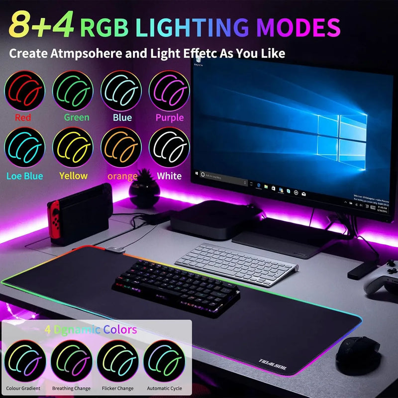 Pad Mause Gamer Rgb Largo 80 X 30cm X 4mm Color Negro