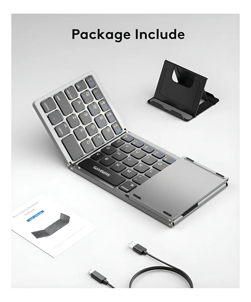 Mini teclado Bluetooth plegable ultrafino con panel táctil Genérica B033 Gris oscuro