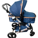 Coche Moisés Para Niños Azul Dorado