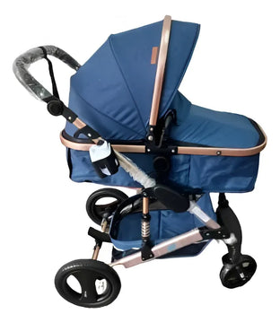 Coche Moisés Para Niños Azul Dorado