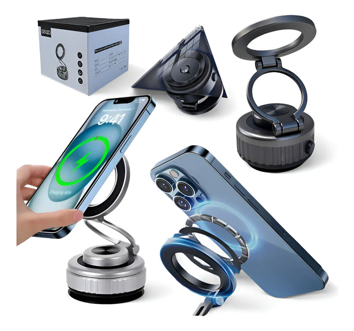 Soporte De Celular Electrico Usb Carro Holders Base Succion Negro