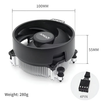 Cooler Am4 Amd Wraith Stealth, empaquetado y LED negro