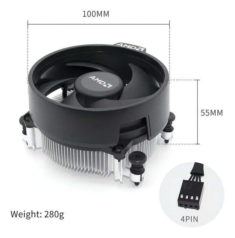 Cooler Am4 Amd Wraith Stealth, empaquetado y LED negro