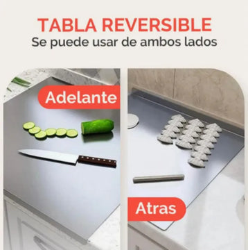 Tabla Gurmex Grande Rectangular Acero Inox 48x38 Cm Gris