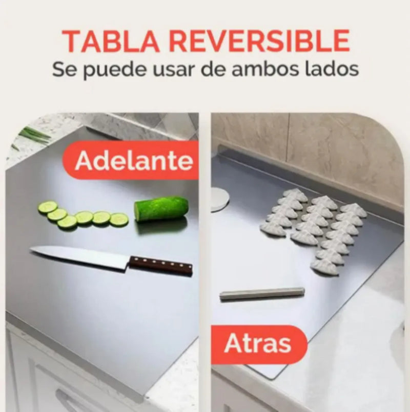 Tabla Gurmex Grande Rectangular Acero Inox 48x38 Cm Gris