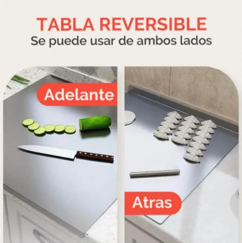 Tabla Gurmex Grande Rectangular Acero Inox 48x38 Cm Gris