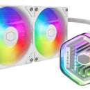 Enfriador De Líquido Aio Coolermaster Masterliquid 240 Atmos White Argb De Circuito Cerrado, Bomba Personalizada, Ventiladores Pwm De Borde Falso, Radiador De 240 Mm, Cryofuze, Amd Ryzen Am5/am4