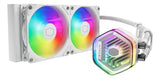 Enfriador De Líquido Aio Coolermaster Masterliquid 240 Atmos White Argb De Circuito Cerrado, Bomba Personalizada, Ventiladores Pwm De Borde Falso, Radiador De 240 Mm, Cryofuze, Amd Ryzen Am5/am4