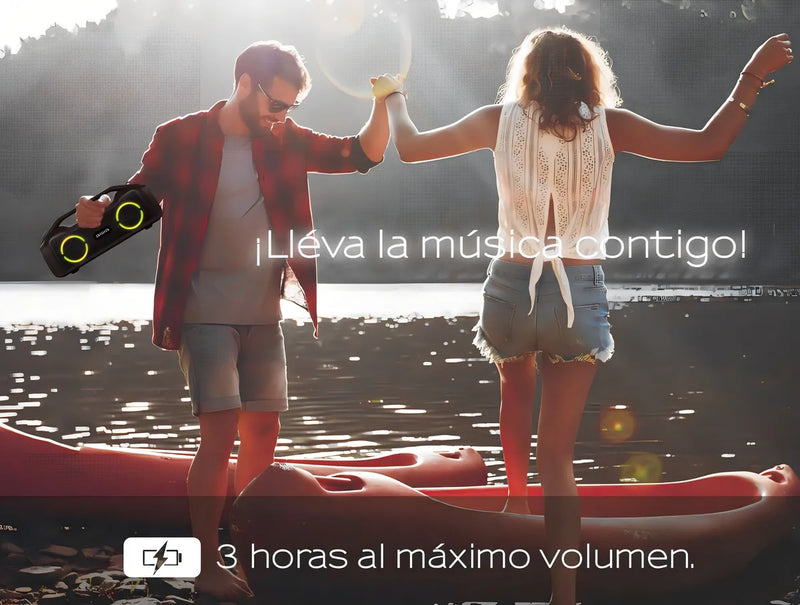 Parlante Aiwa AWS700BT portátil con bluetooth waterproof negra