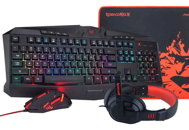 Kit de teclado y mouse gamer Redragon S101-BA Español de color negro