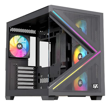 Gabinete Gamer Xyz Qubex Black 4 Fans Argb Usb C Negro
