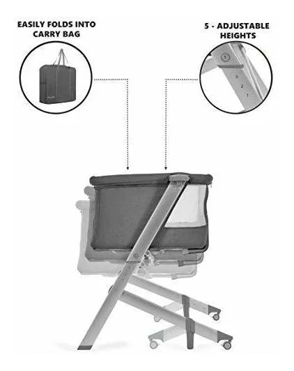 Cuna Colecho Y Moisés Portátil, Gris, Ajustable, Plegable.