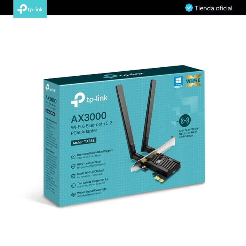Tp-link, Tarjeta Pcie Wifi 6 Ax3000 + Bt 5.2, Archer Tx55e