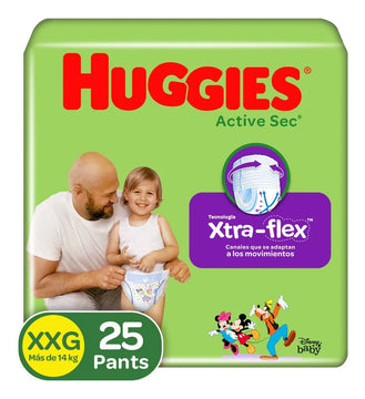 Pañales Huggies Active Sec Pants Etapa 5/xxg X 25und Extra Extra Grande (xxg)