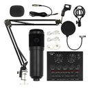 Micrófono Profesional Condensador+brazo+tarjeta Sonido V8 Dorado
