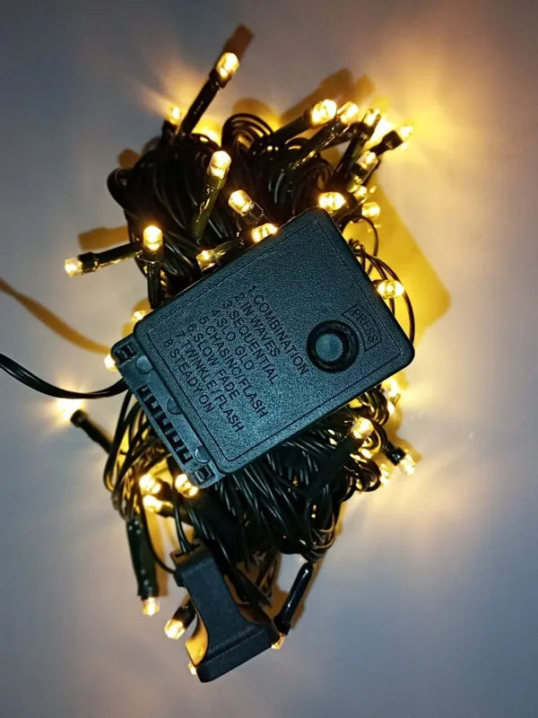 Serie Navideña Luz Led Calida X200 Luces Cable Verde Paq. X2
