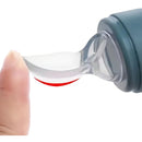 Tetero Biberón Azul Dispensador Alimentos Bebés 40 Ml Uso Azul Chupo 3 Tamaño Alimento + CAyuda Habilidades Control Sin Bpa Libre Bps Sin Ftalatos Silicona Grado Alimenticio Versátiluchara Dispensar